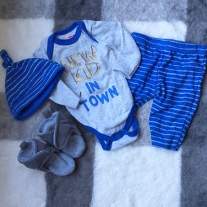3 peice outfit for baby boy with BONUS booties